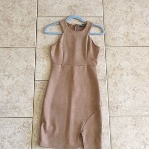 Small tan velvety bodycon dress